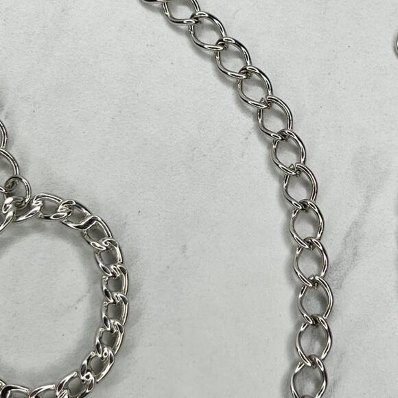 Silver Tone Open Circle Hoop Metal Chain Link Belt Y2K Festival ✨ - Picture 8 of 12